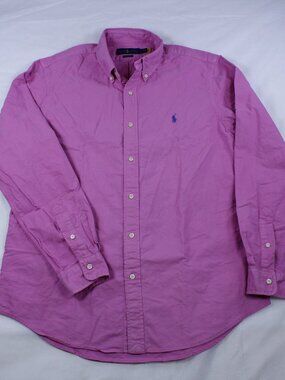 Polo Ralph Lauren Oxford Shirt - Pink with Blue Logo - Size L